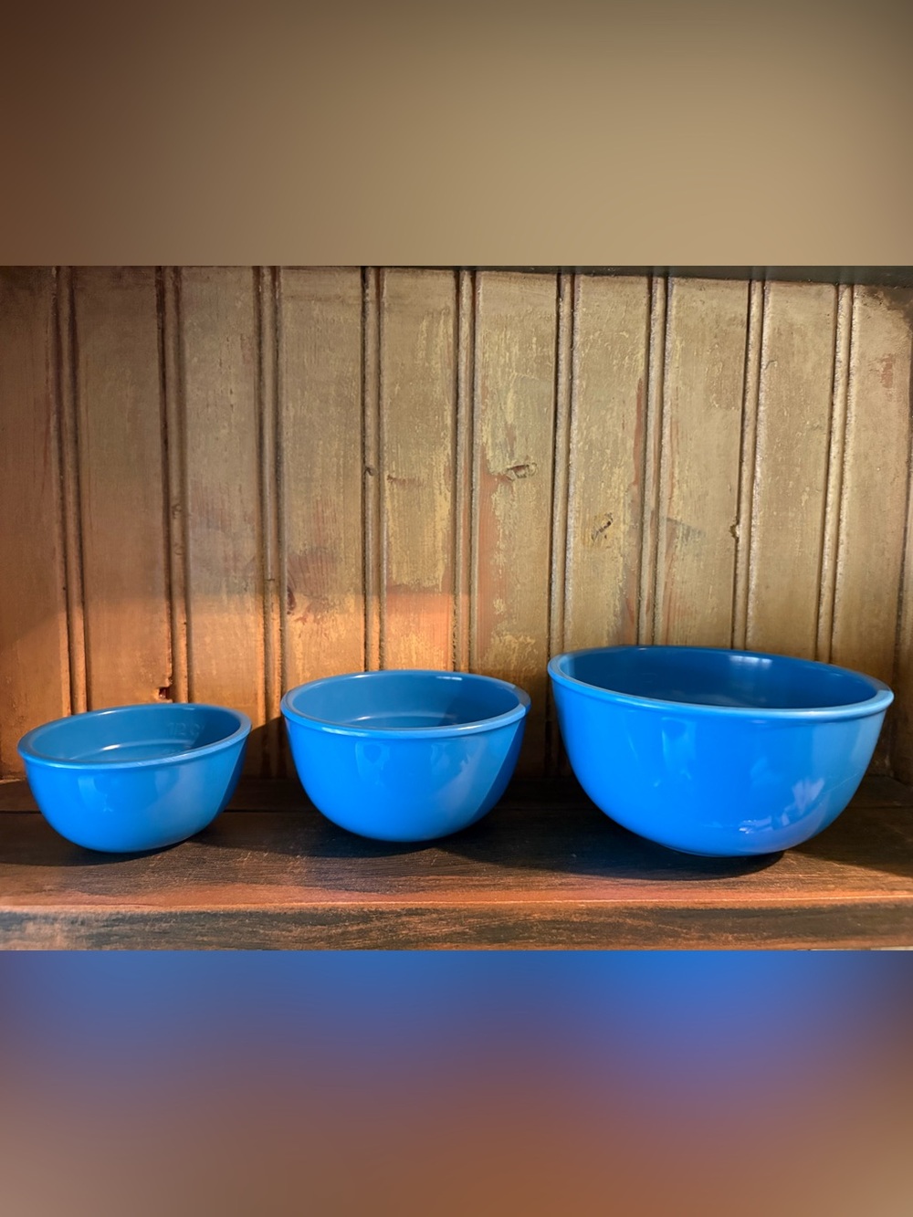 Set of 3 Blue Melamine Nesting Measuring Prep Bowls - 1/4 to 2 Cups